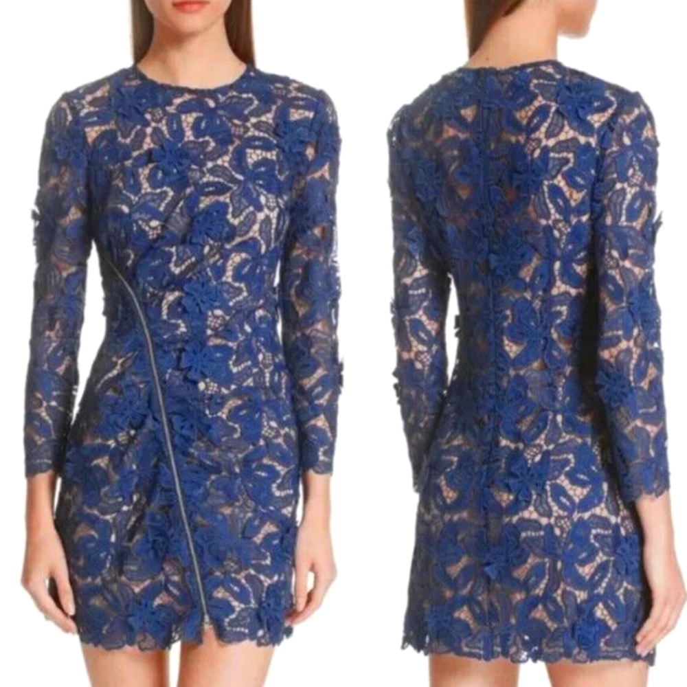 NWT Self-Portrait Navy 3D Lily Mini Dress